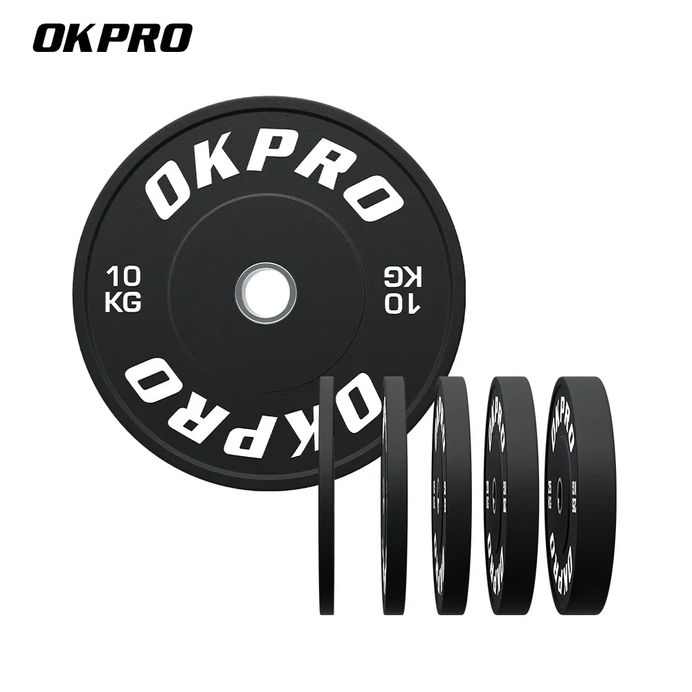 Wholesale Fitness Equipment Competition Standard Bumper Plate Gym Black Rubber Weight Plate