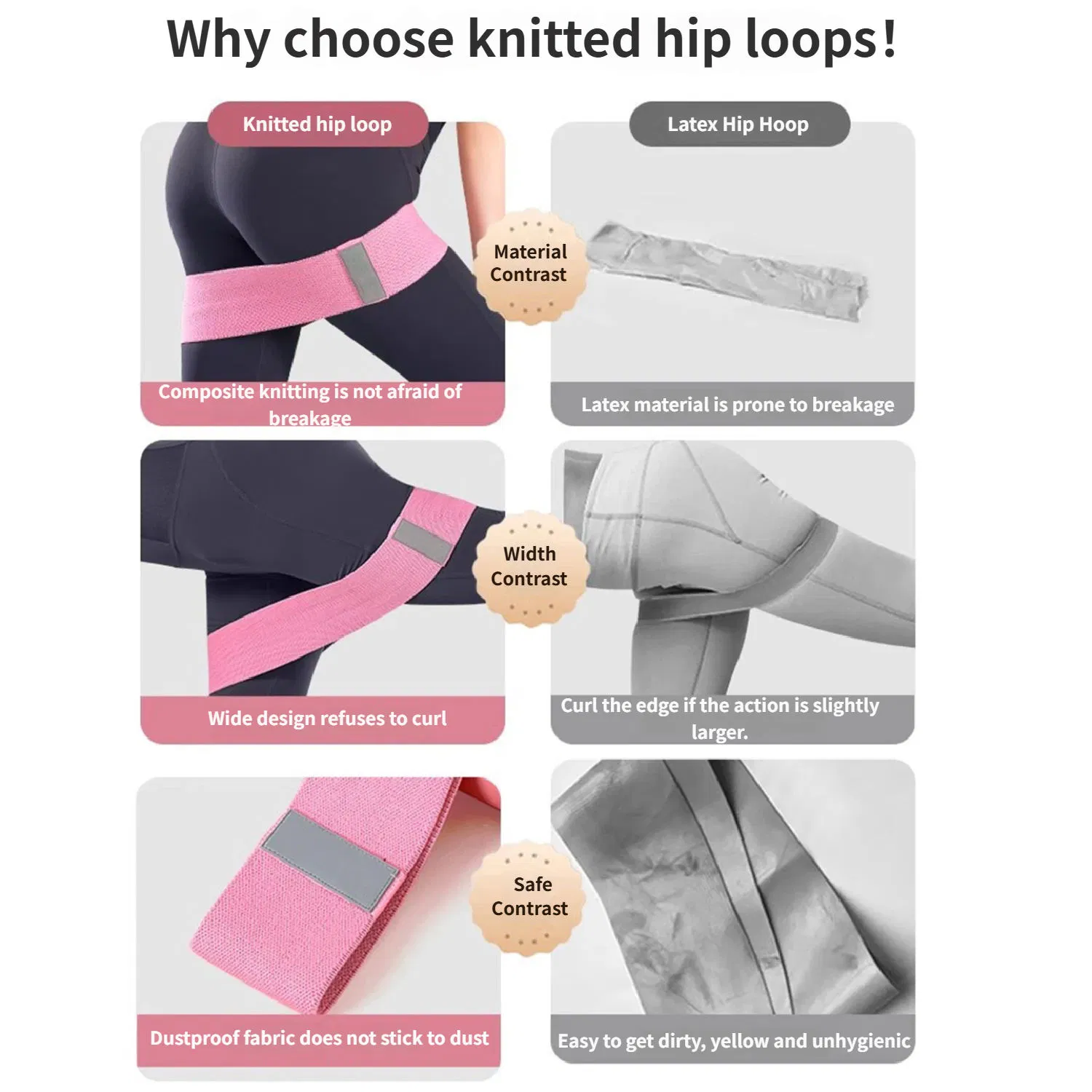 Anti-Slip Fabric Glute Resistance Bands 3 Set with Storage Bag