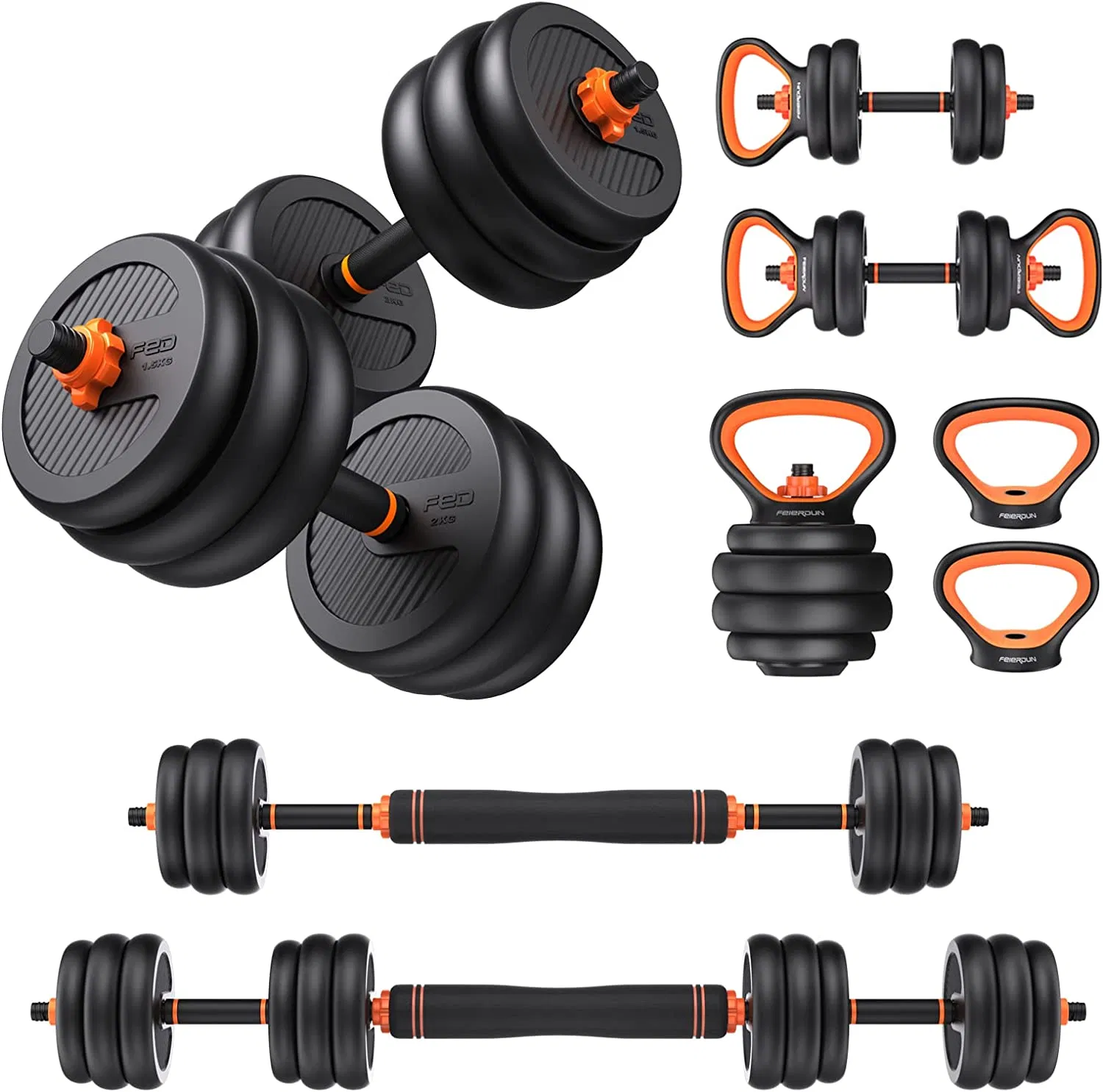 Wholesale Fitness Equipment Sporting Goods Body Building Free Weight 4 In1 Set Used Barbell Kettlebells Fitness Training Exercises Home Gym Adjustable Dumbbells