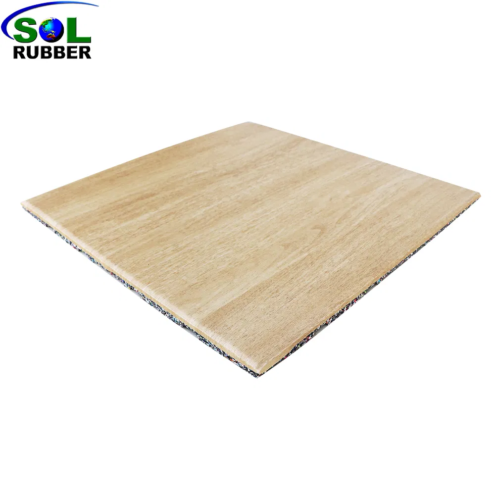 Wood Grain Wear-Resistant Commercial Gym Rubber Flooring Mat for Fitness Equipment