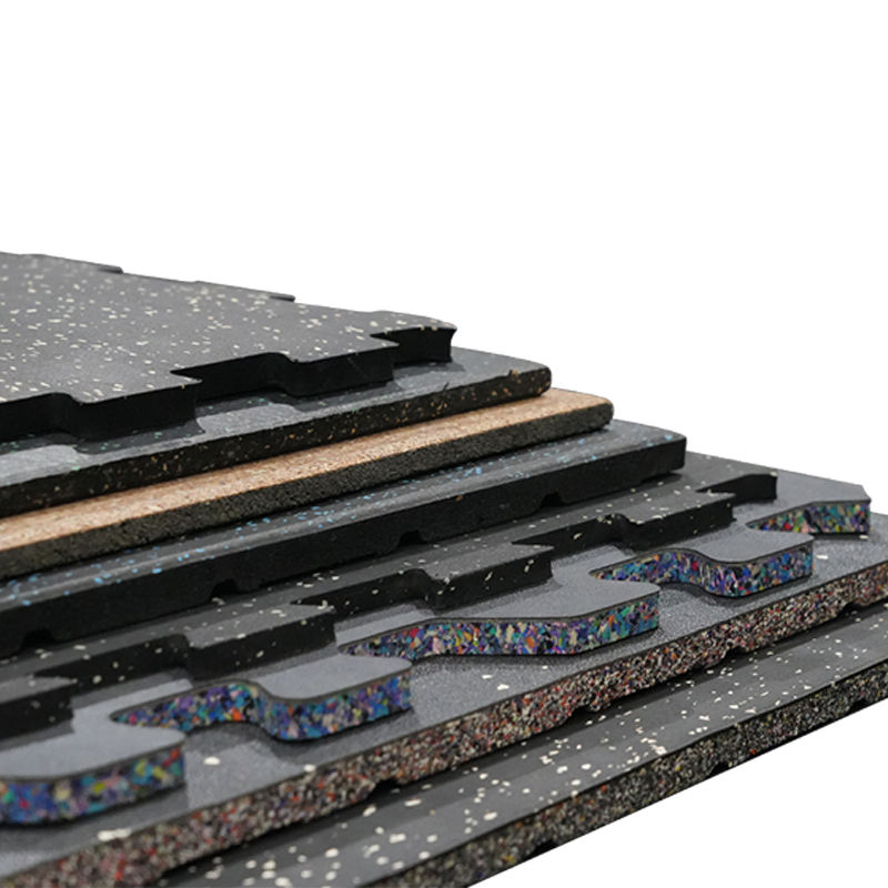 Factory Custom EPDM Rubber Flooring Interlock Colorful Fleck DOT Rubber Gym Mat