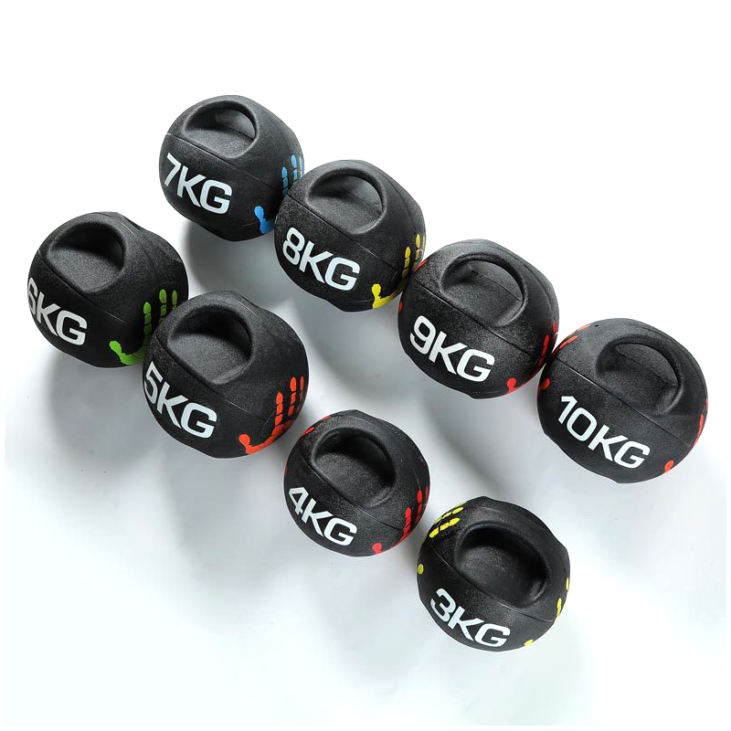 Rubber Medicine Ball with Double Grip 1-10kg Iron Sand Custom Logo Med Ball Lbs for Dynamic Multifunctional Exercise