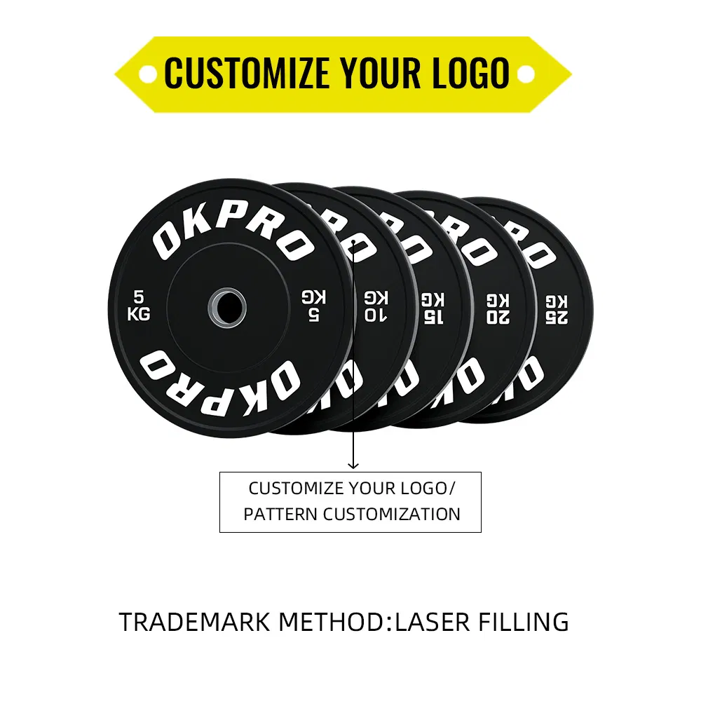 Wholesale Fitness Equipment Competition Standard Bumper Plate Gym Black Rubber Weight Plate