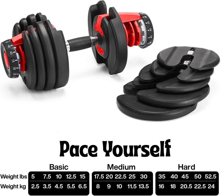 Adjustable Dumbbell Set of Gym Equipment