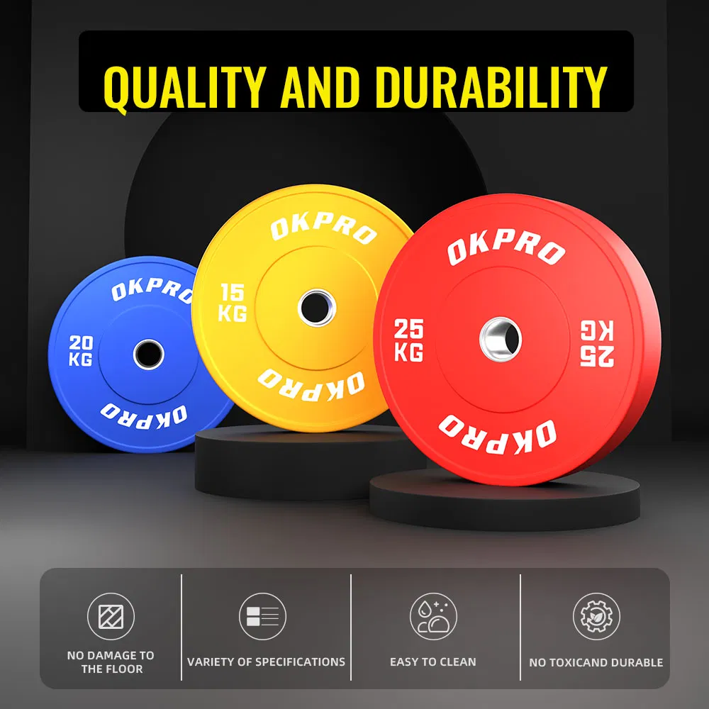 Okpro Factory Direct Selling Colour Rubber Bumper Plate Weightlifting Training Barbell Weight Plates