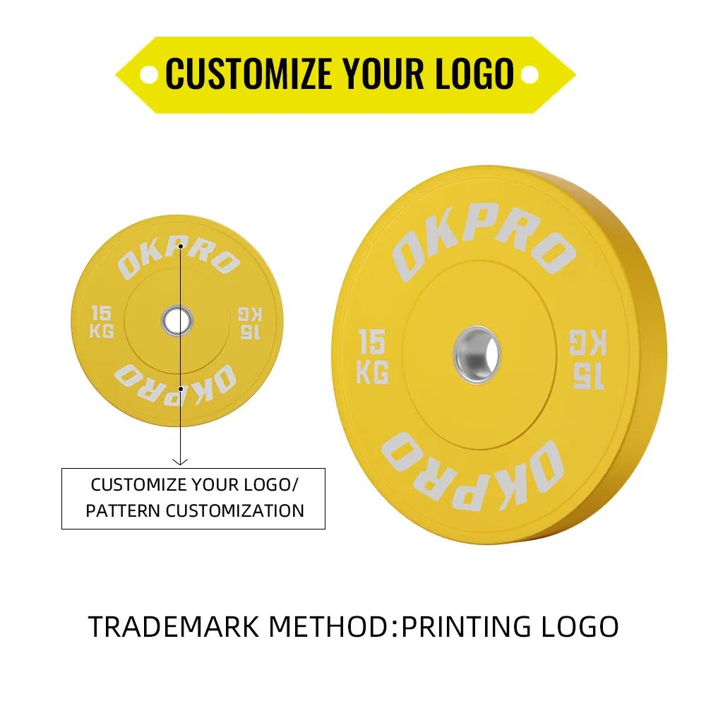 Okpro Factory Direct Selling Colour Rubber Bumper Plate Weightlifting Training Barbell Weight Plates