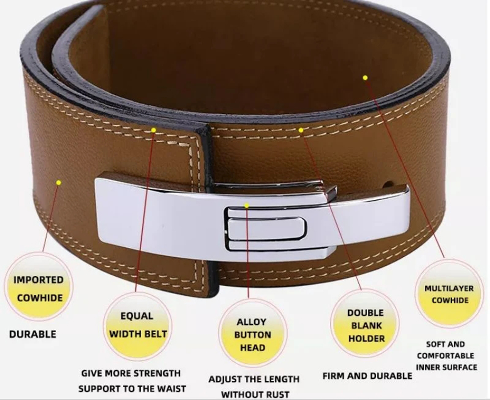 Factory Wholesale Genuine Leather Adjustable Cowhide Back Support Fitness Weightlifting Training Sports Belt