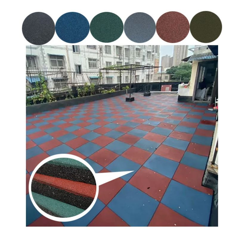 Shock-Absorbing Playground 20mm Indoor EPDM Rubber Gym Flooring Tiles Mat
