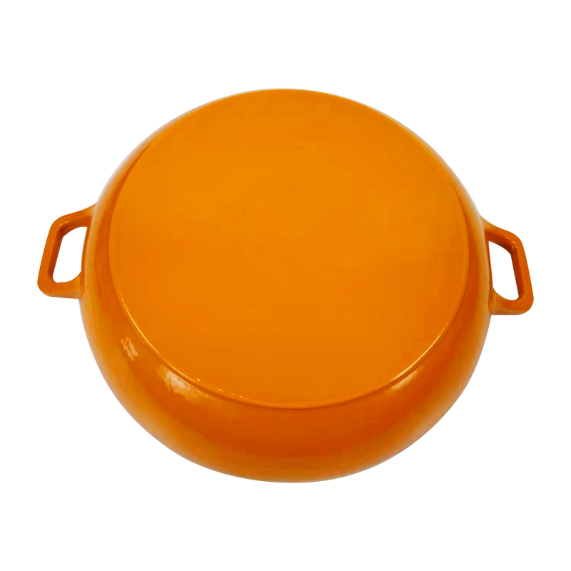 وعاء حديدي زهر ضحل من أمازون 3.8qt مع مقبض مزدوج وحافة مسطحة وقاعدة مسطحة مع زر من الفولاذ المقاوم للصدأ