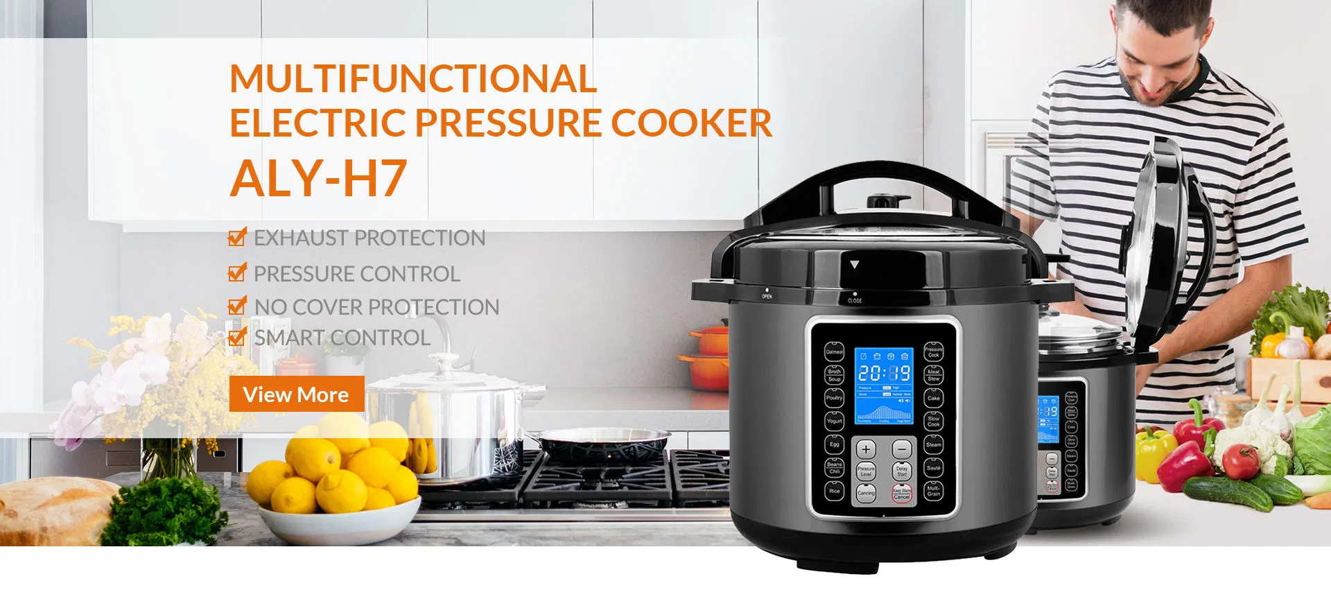 طباخ أرز Multi14-in-1commercial طباخ ضغط كهربائي من الفولاذ المقاوم للصدأ مع شاشة عرض