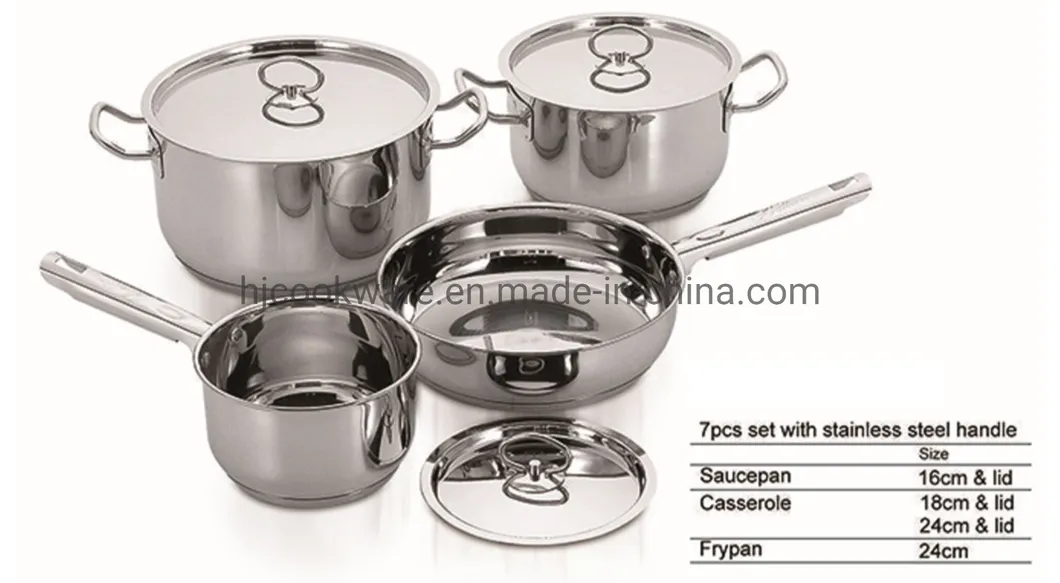 طباخ كهربائي 7PCS أواني طهي من الفولاذ المقاوم للصدأ، قدر، مقلاة مع غطاء