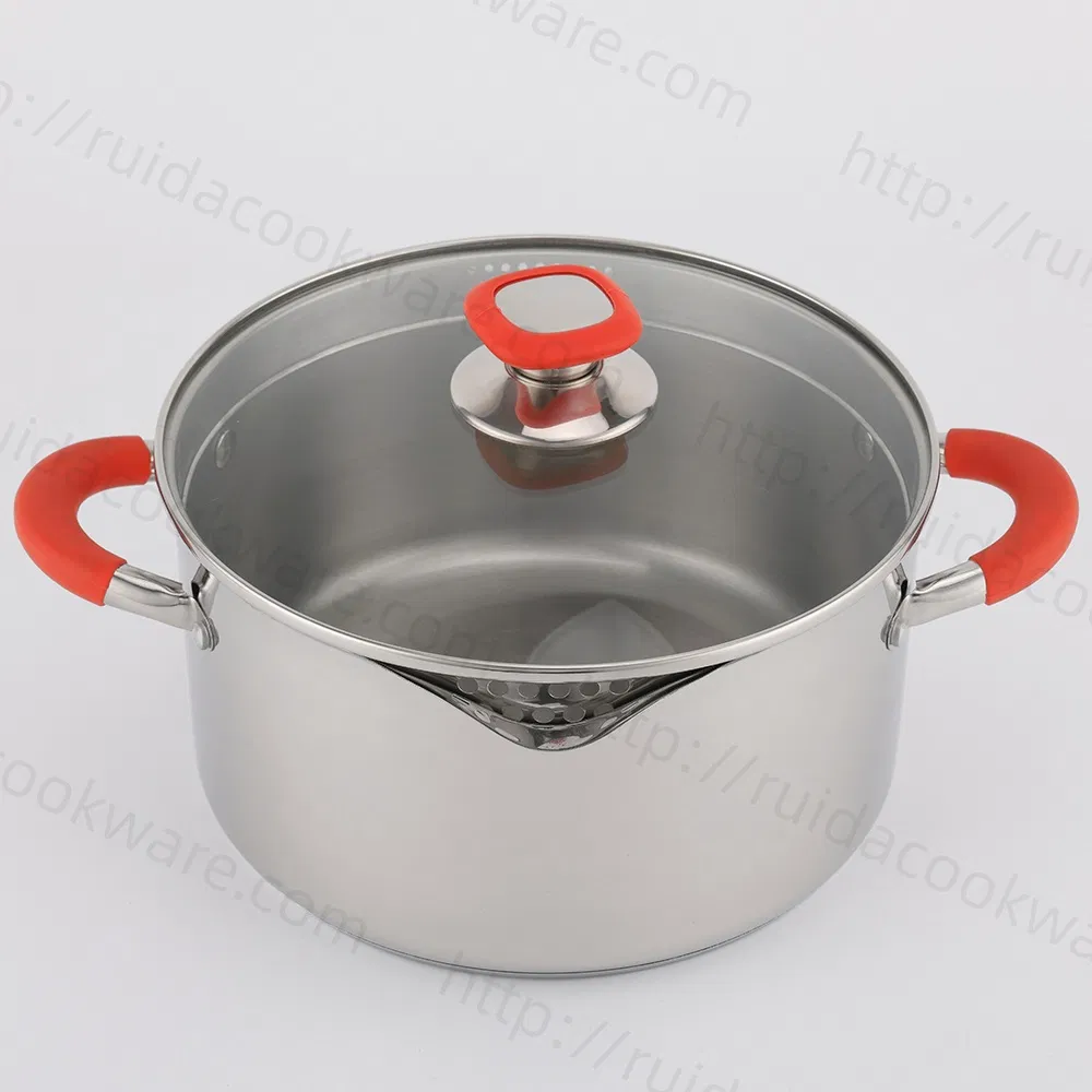وعاء حساء طاجن مصفاة غطاء زجاجي 6PCS أواني طهي من الفولاذ المقاوم للصدأ