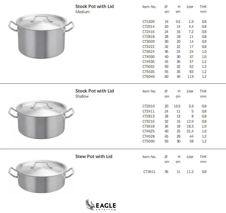 وعاء ستانلس ستيل تجاري مع غطاء