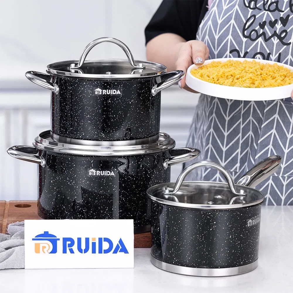 مجموعة أواني الطهي المصنوعة من السيليكون المخصص، 6/8/12PCS أواني المطبخ المصنوعة من الفولاذ المقاوم للصدأ مع قاعدة تعمل بالحث