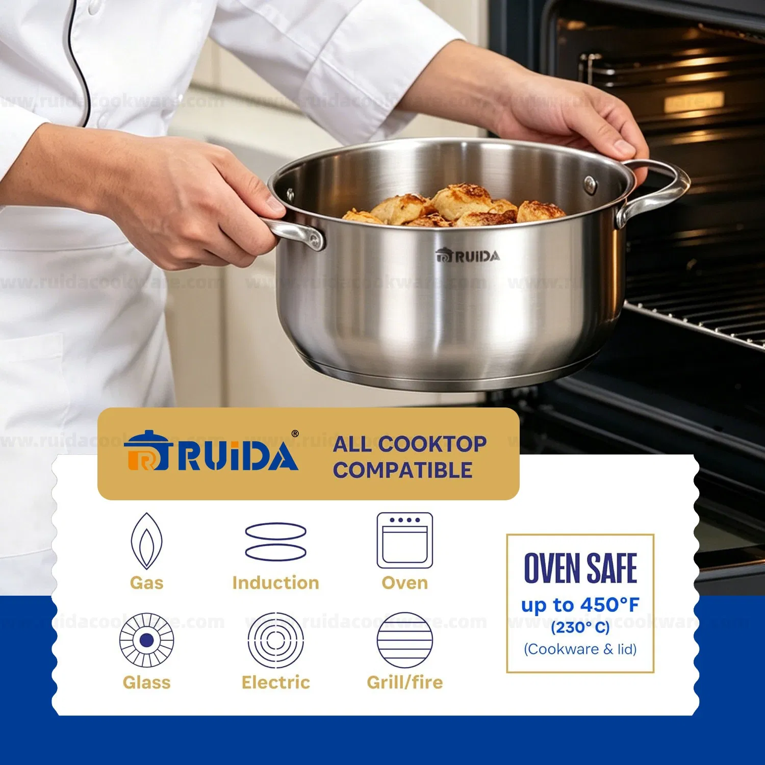 طقم قدرات قاع ساخن من الفولاذ المقاوم للصدأ للطهي والمقلاة