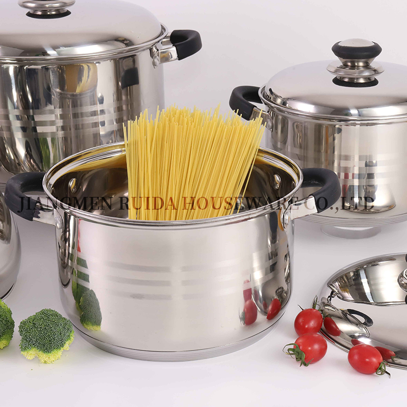 أواني الطهي الكلاسيكية 8PCS وعاء طهي كسرولة من الفولاذ المقاوم للصدأ