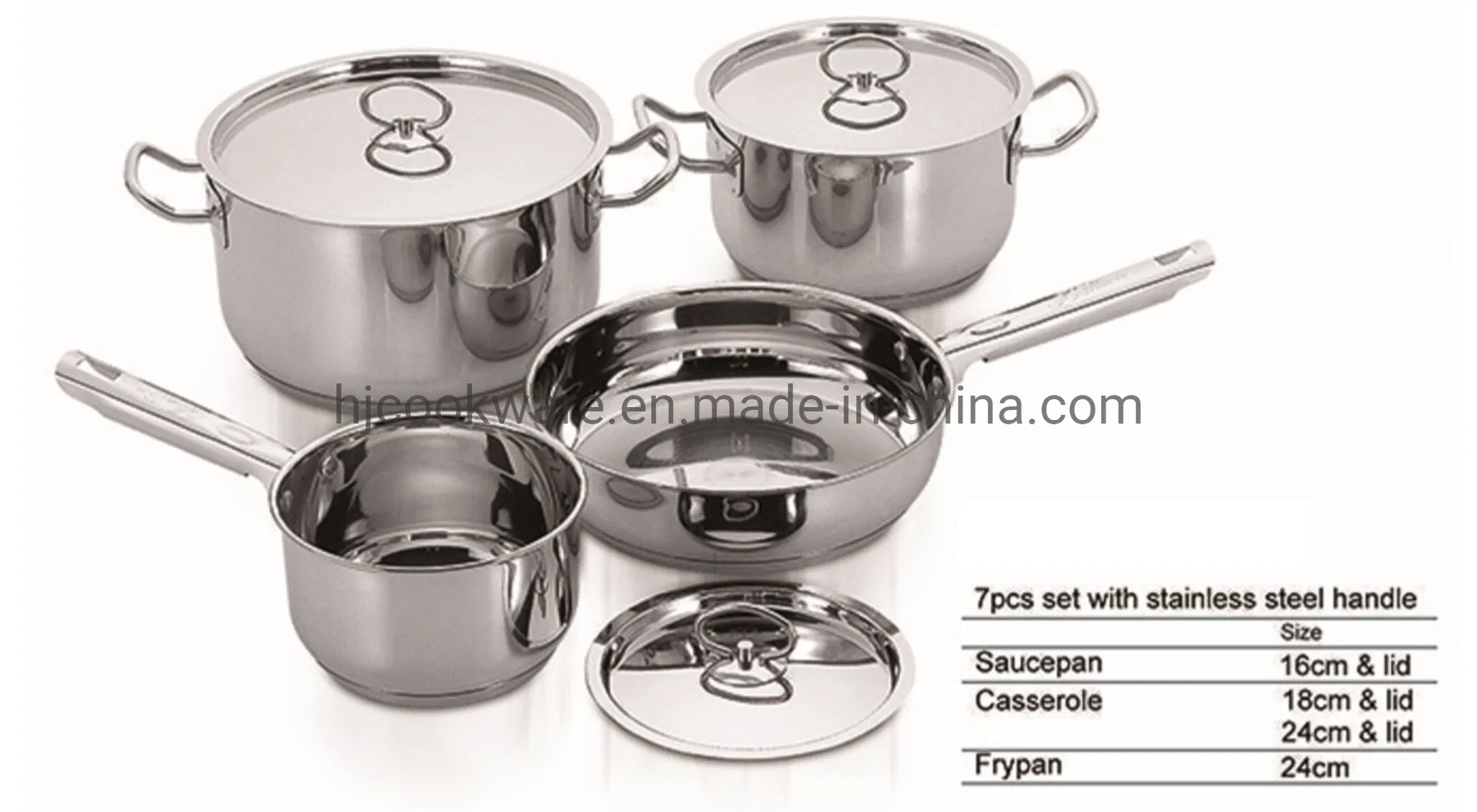 طباخ كهربائي 7PCS أواني طهي من الفولاذ المقاوم للصدأ، قدر، مقلاة مع غطاء