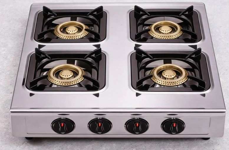موقد غاز محمول 4-Burner من الفولاذ المقاوم للصدأ مع إشعال إلكتروني للطهي في المنزل والمطابخ التجارية