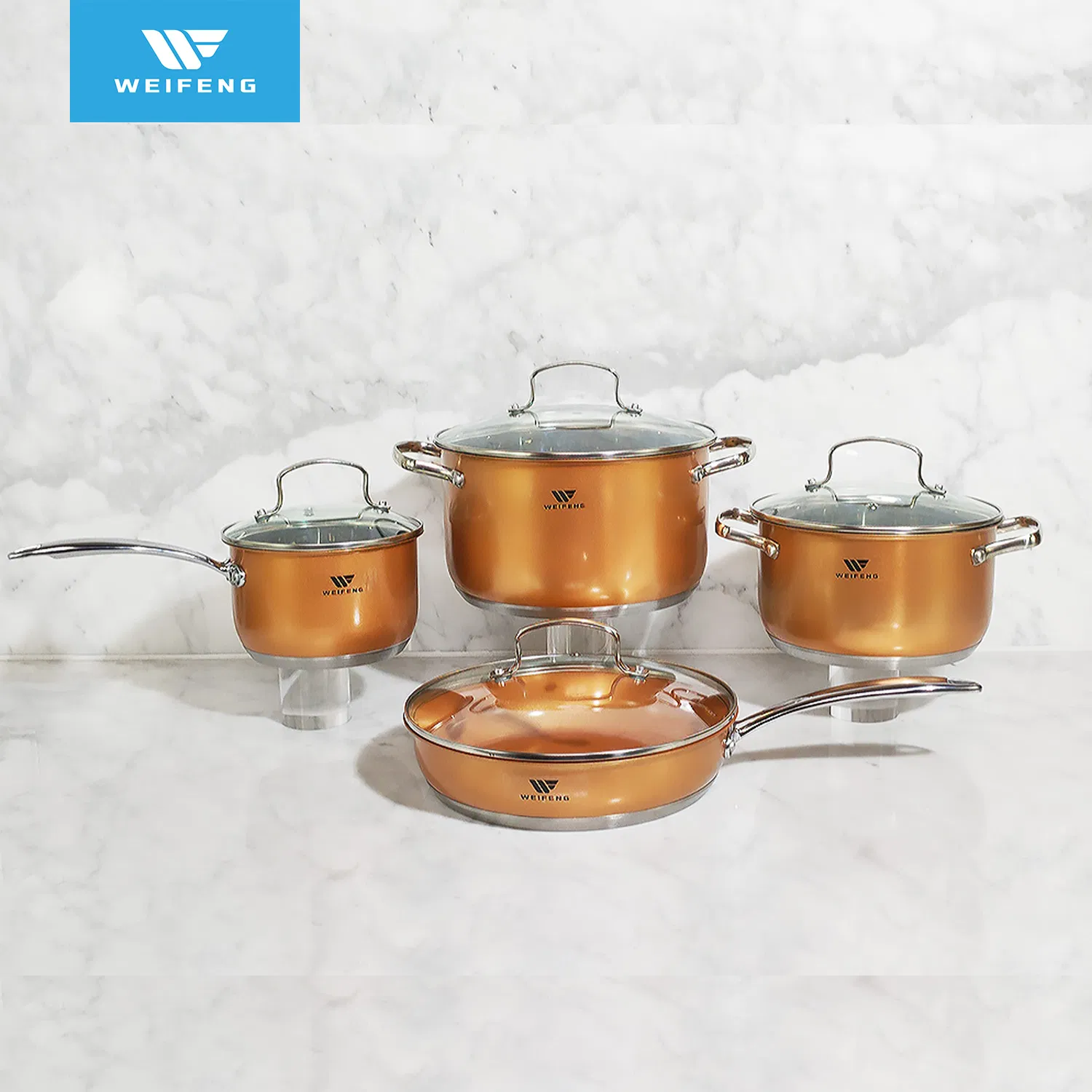 أدوات المطبخ 8PCS مجموعة أواني طهي من الفولاذ المقاوم للصدأ ذات مقبض معدني بجودة احترافية