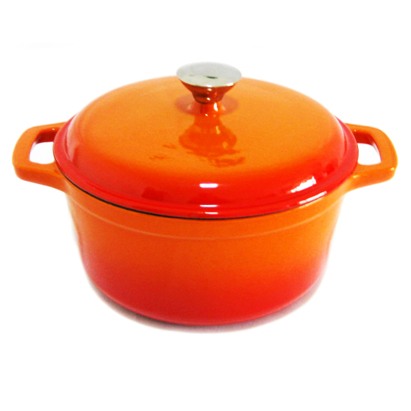 18cm 7" بوصة 1.6L 1.7qt وعاء طهي من الحديد الزهر مع غطاء، وعاء كاسر، وعاء للطبخ مع مقبض من الفولاذ المقاوم للصدأ