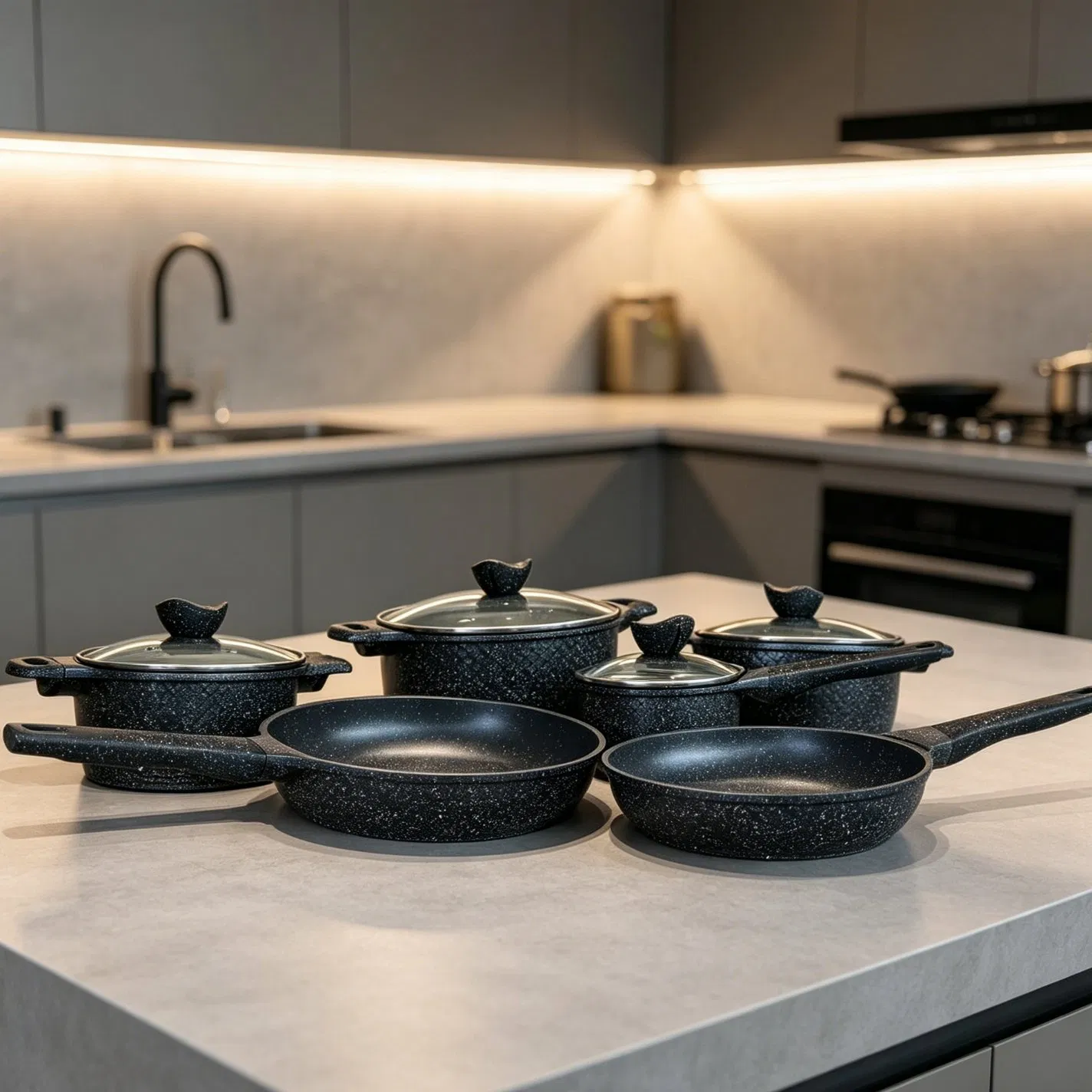 أدوات الطهي غير اللاصقة مجموعة أواني المطبخ مقالي مقلاة صلصة أدوات الخبز cookware