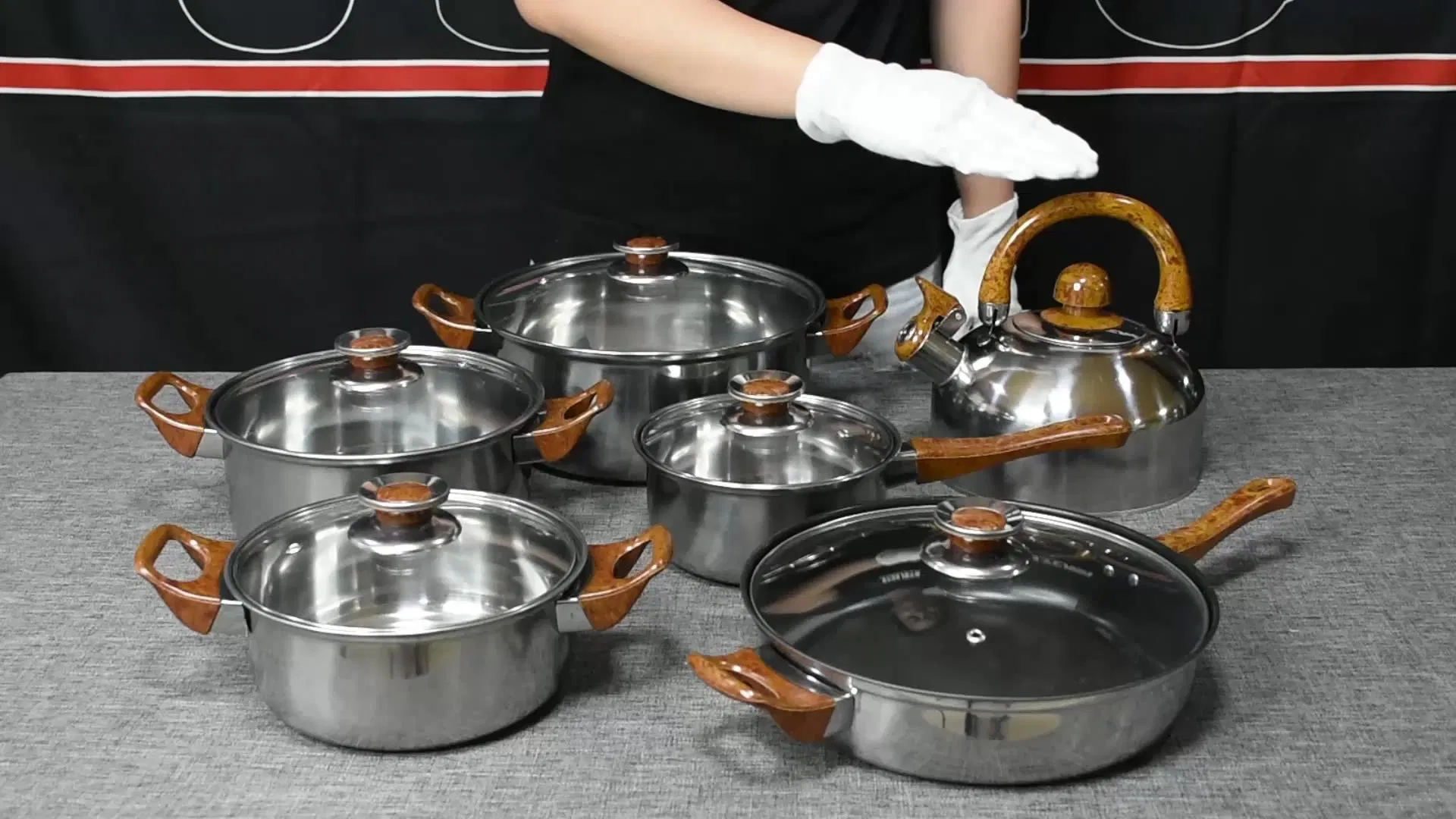 مجموعة أواني الطهي من الفولاذ المقاوم للصدأ في الصين 12PCS أواني الطهي من الفولاذ المقاوم للصدأ، مجموعات الأواني والمقالي، أواني الطهي الكبيرة، مجموعة الأواني، أواني الفولاذ المقاوم للصدأ للبيع
