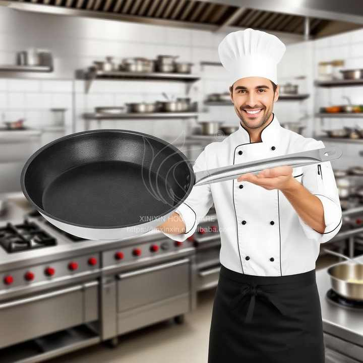 مقلاة من الفولاذ المقاوم للصدأ لبيض مقلي وستيكة وفطائر