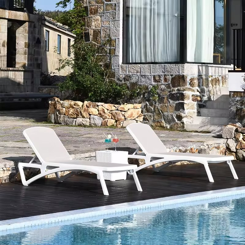 Tissu en maille de jardin transat de plage piscine lit de patio chaise longue