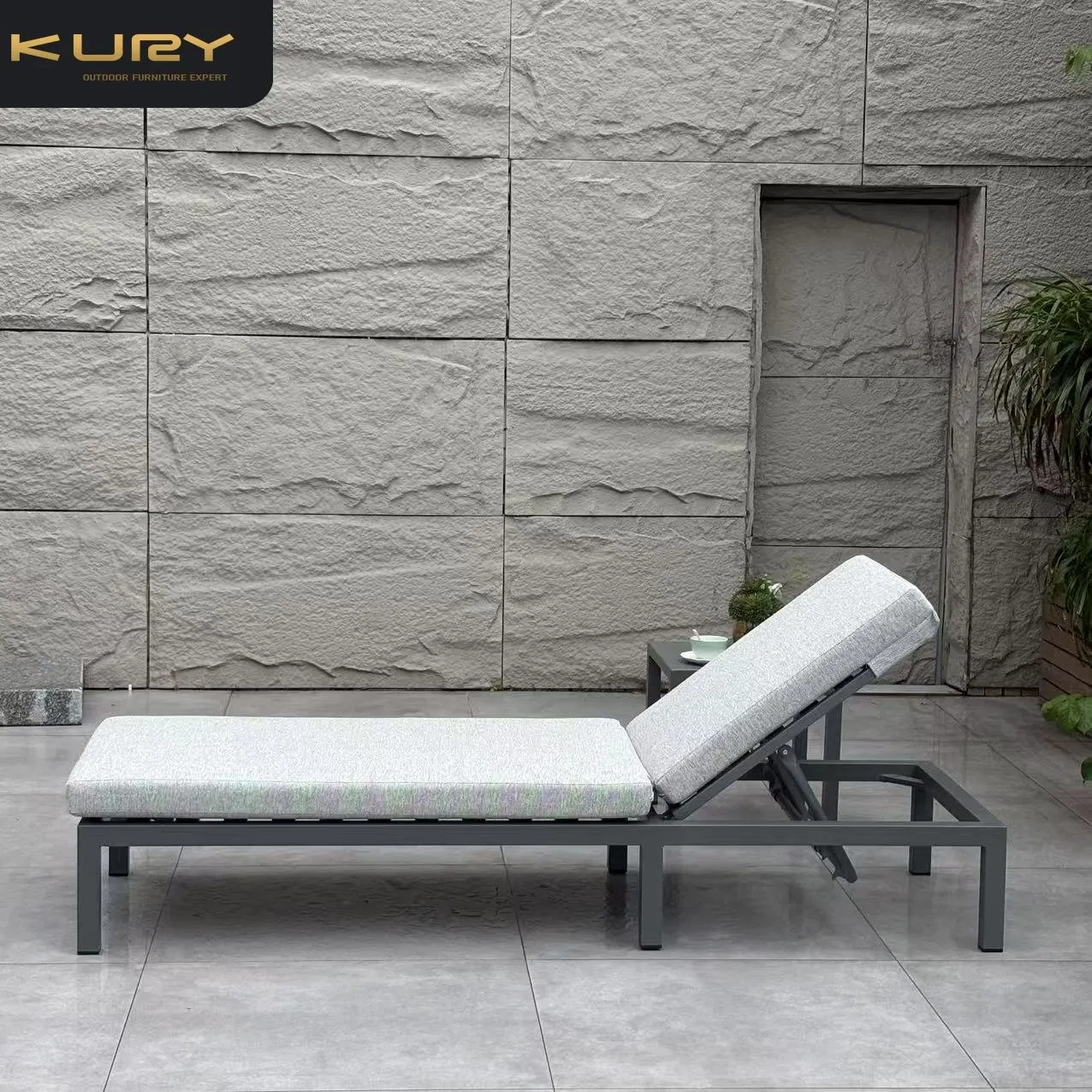 Chaise longue en aluminium de gros, chaise longue de piscine de qualité commerciale, mobilier d'extérieur