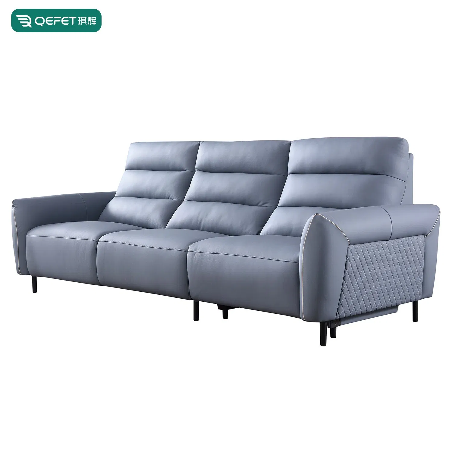 Modern Blue Leather Electric Recliner Sofa for Stylish Living Rooms