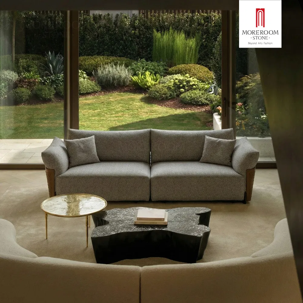 Modern White Fabric Sofa View 1