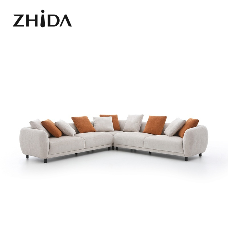 Italian Design Fabric Beige Modular Sofa Luxury Living Room Furniture Villa Sofas