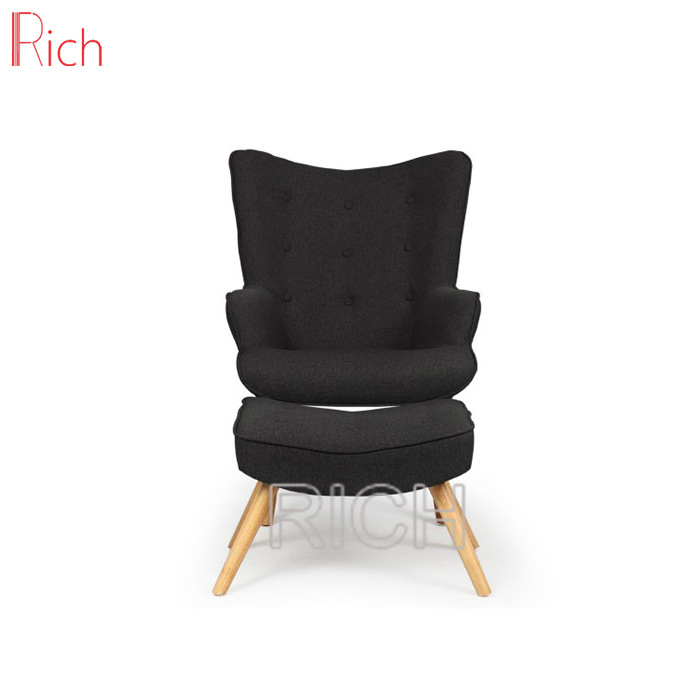 Wholesale Fabric Black Lounge Wingback Chair Backrest Armchair