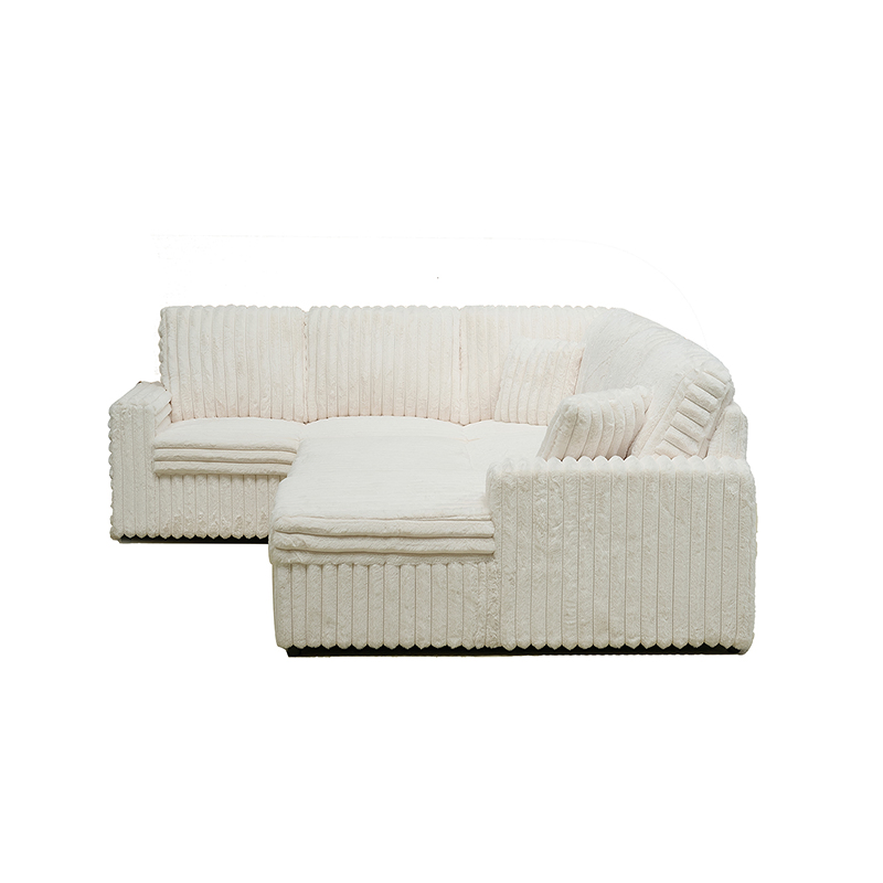 Stylish U Shaped Sofa Bed with Storage Chaise in Custom Fabric