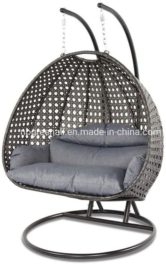 Balançoire œuf suspendue en rotin tressé pour jardin, chaise longue double place extérieure