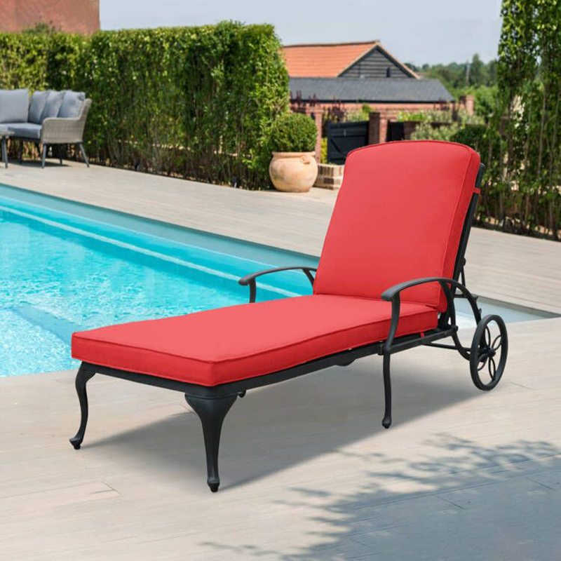 Mobilier de jardin en aluminium coulé, chaise longue d'extérieur