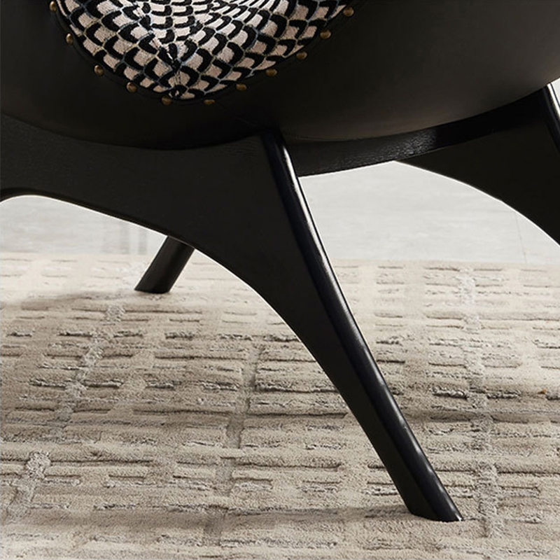 Nordic Creative Lounge Wooden Frame Fabric Arm Leisure Chair Ottoman Hotel Living Room Hotel Wingback Single Accent Sofa Chair