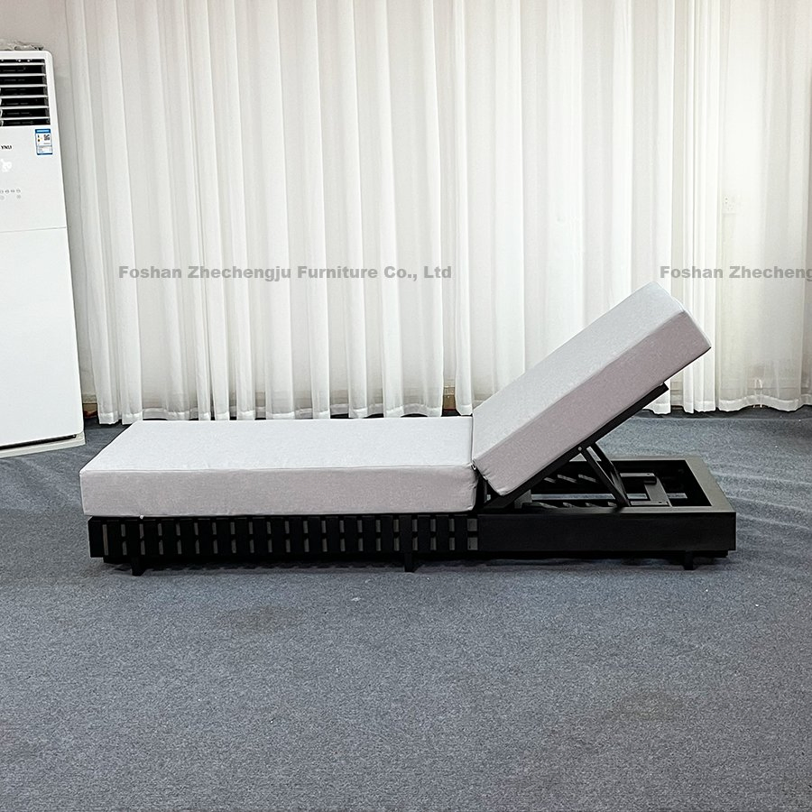Chaise longue de plage de station balnéaire en aluminium, chaise longue de piscine, mobilier de jardin extérieur, transat
