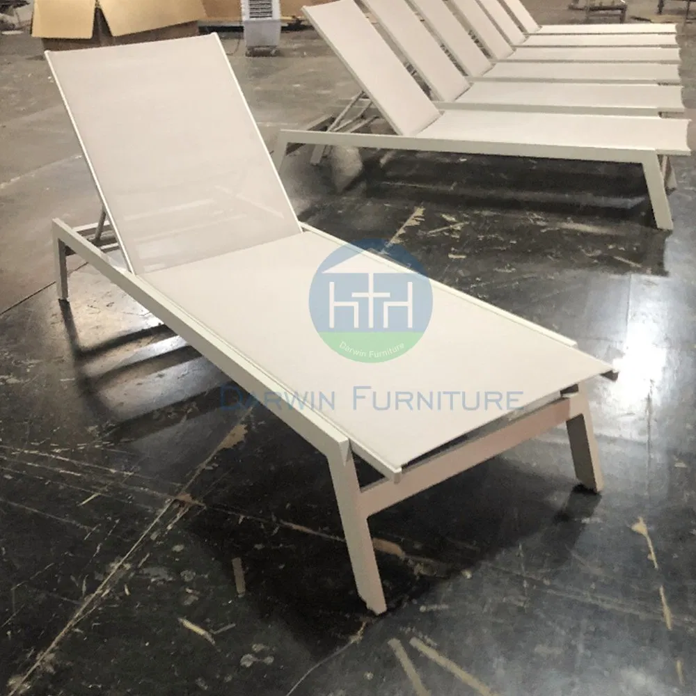 Chaise longue de plage pliante en aluminium moderne de Foshan, mobilier d'extérieur