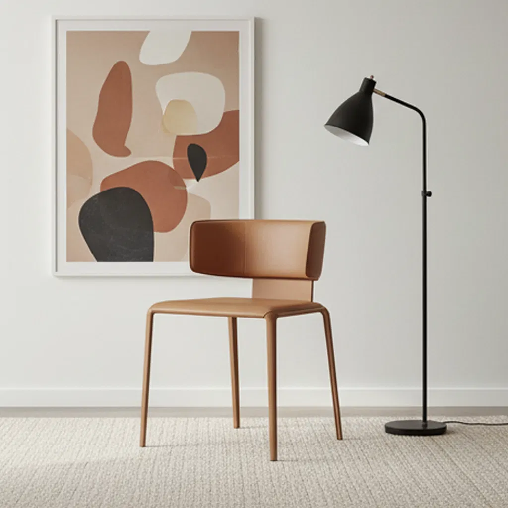 Vintage Style Saddle Leather Wingback Chair with High Back for Living Room or Library