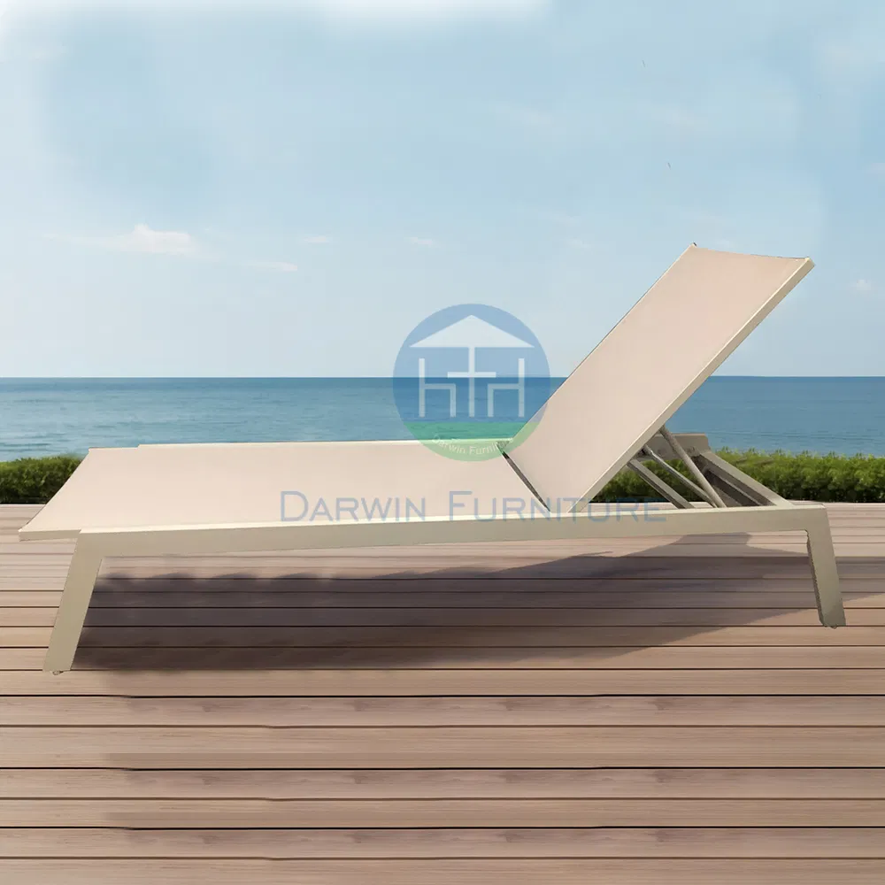 Chaise longue de plage pliante en aluminium moderne de Foshan, mobilier d'extérieur