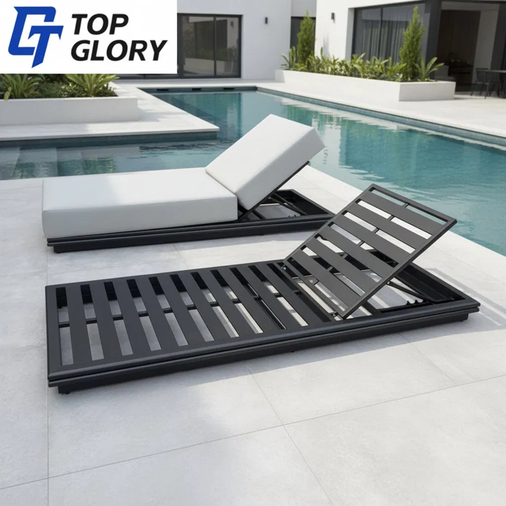 Chaises longues de plage en aluminium Tg Premium pour meubles d'extérieur, chaises longues pour piscine, hôtel, cour