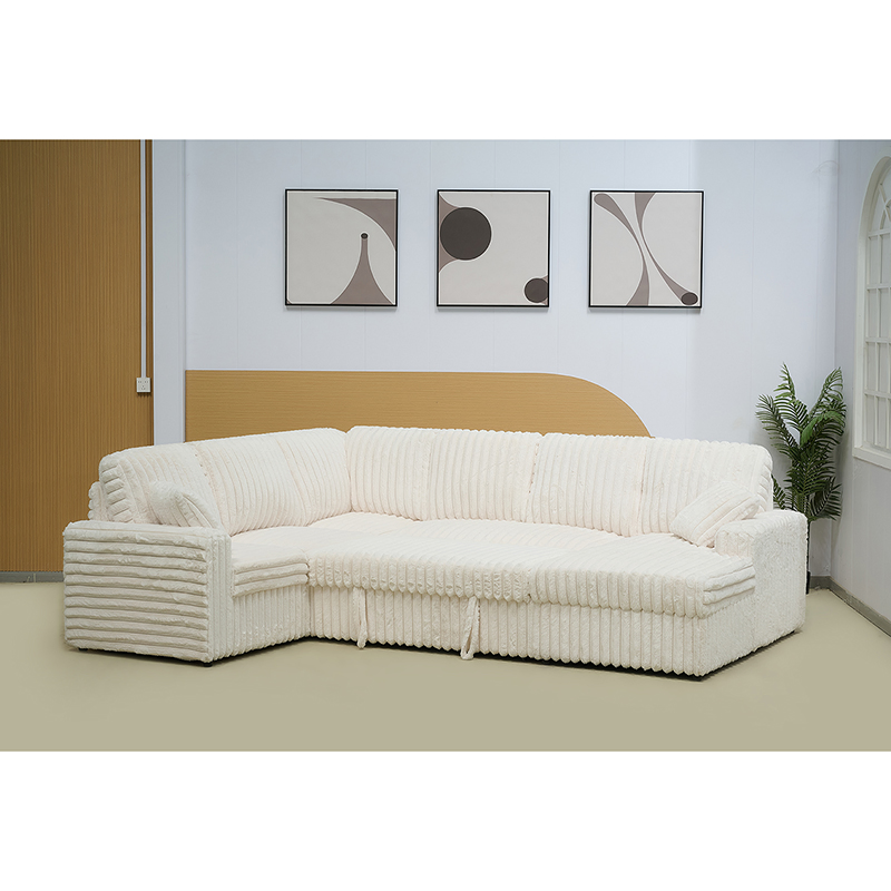 Stylish U Shaped Sofa Bed with Storage Chaise in Custom Fabric