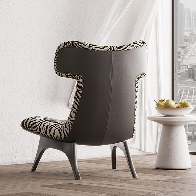Modern Nordic Wholesales Living Room Hotel Modern Lounge Ashion High Back Accent Zebra Print Lounge Leisure Wingback Chair