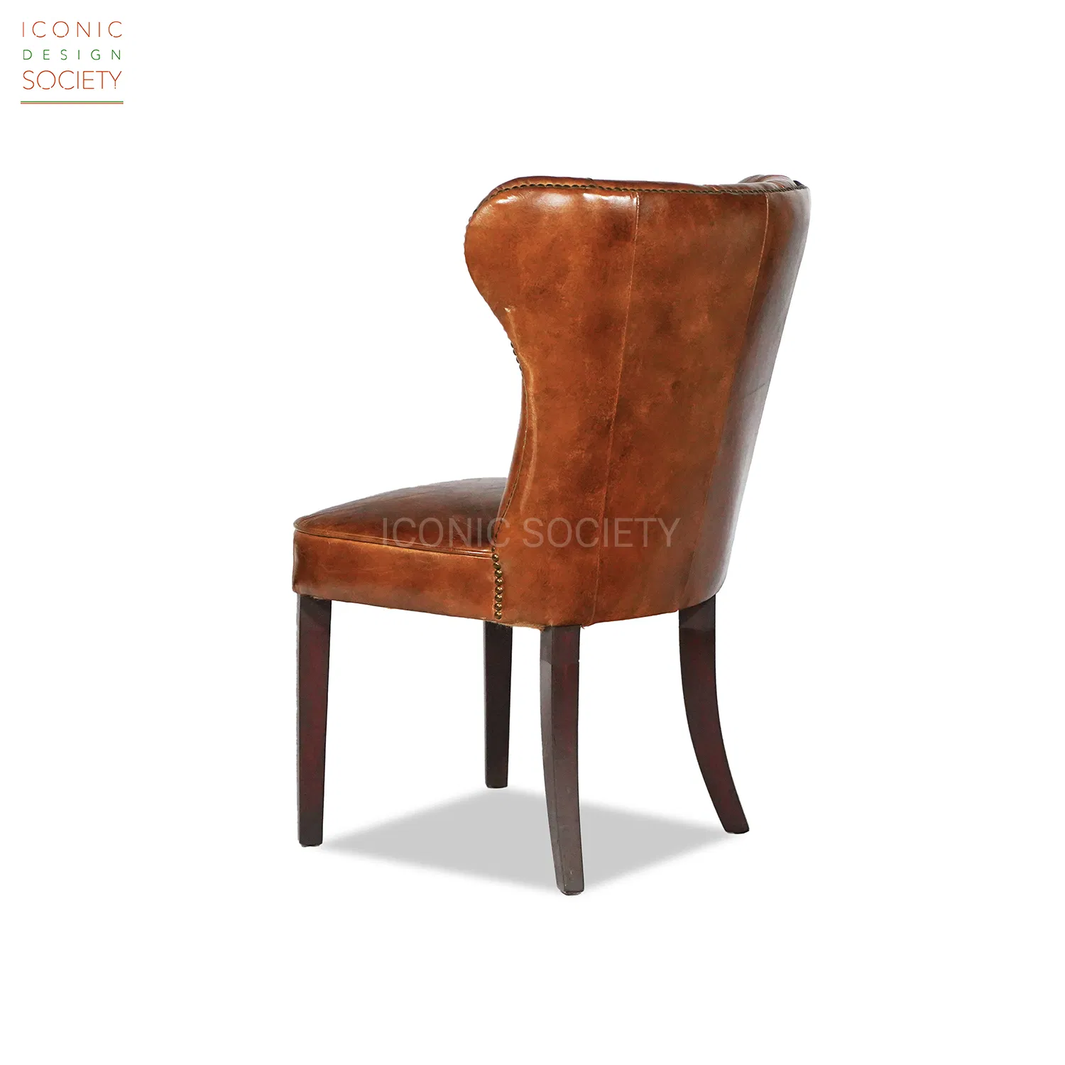 Vintage Hotel Wood Frame Chair Set Retro Kitchen Restaurant Furniture Tufted Wingback Genuine Leather Dining Chairs