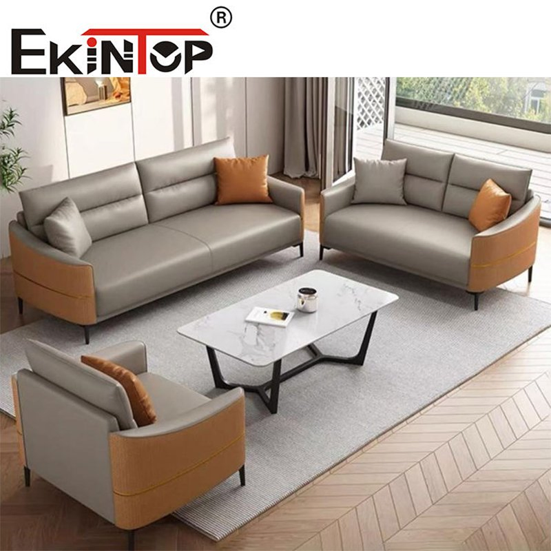 Ekintop Modern Living Room Commerical Office Furniture Reception Sectional Visitor Waiting Room Leather Sofa Set