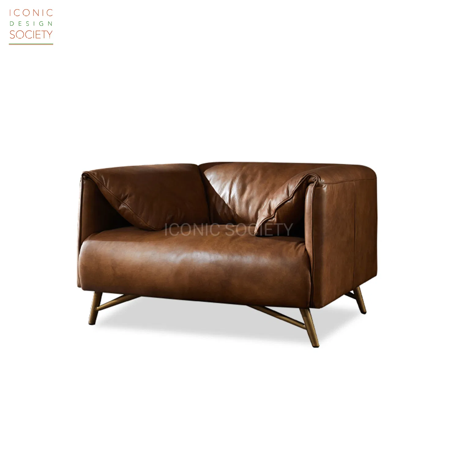 Modern Luxury Living Room Furniture Home Furniture Hotel Office Wood Frame Metal Couch Vintage Genuine Leather Sofa