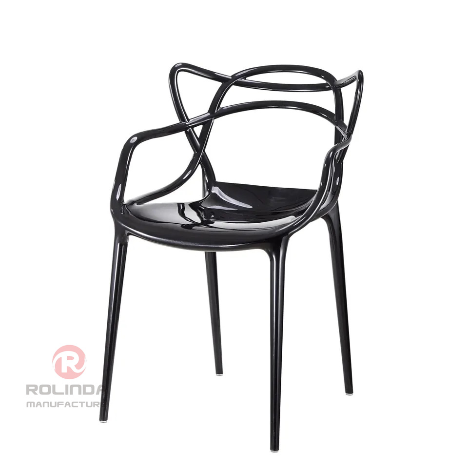MID Century Modern Plastic Accent Dining Armchair with Elegant Wire Design, Stackable Plastic Chair for Indoor/Outdoor Use