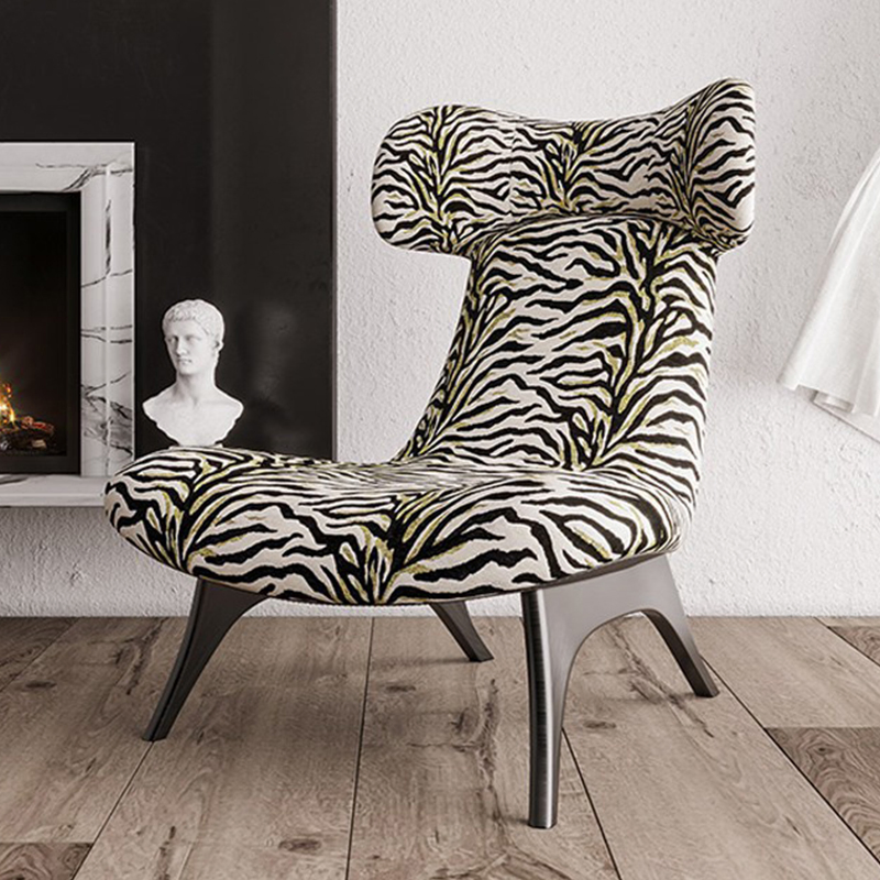 Modern Nordic Wholesales Living Room Hotel Modern Lounge Ashion High Back Accent Zebra Print Lounge Leisure Wingback Chair