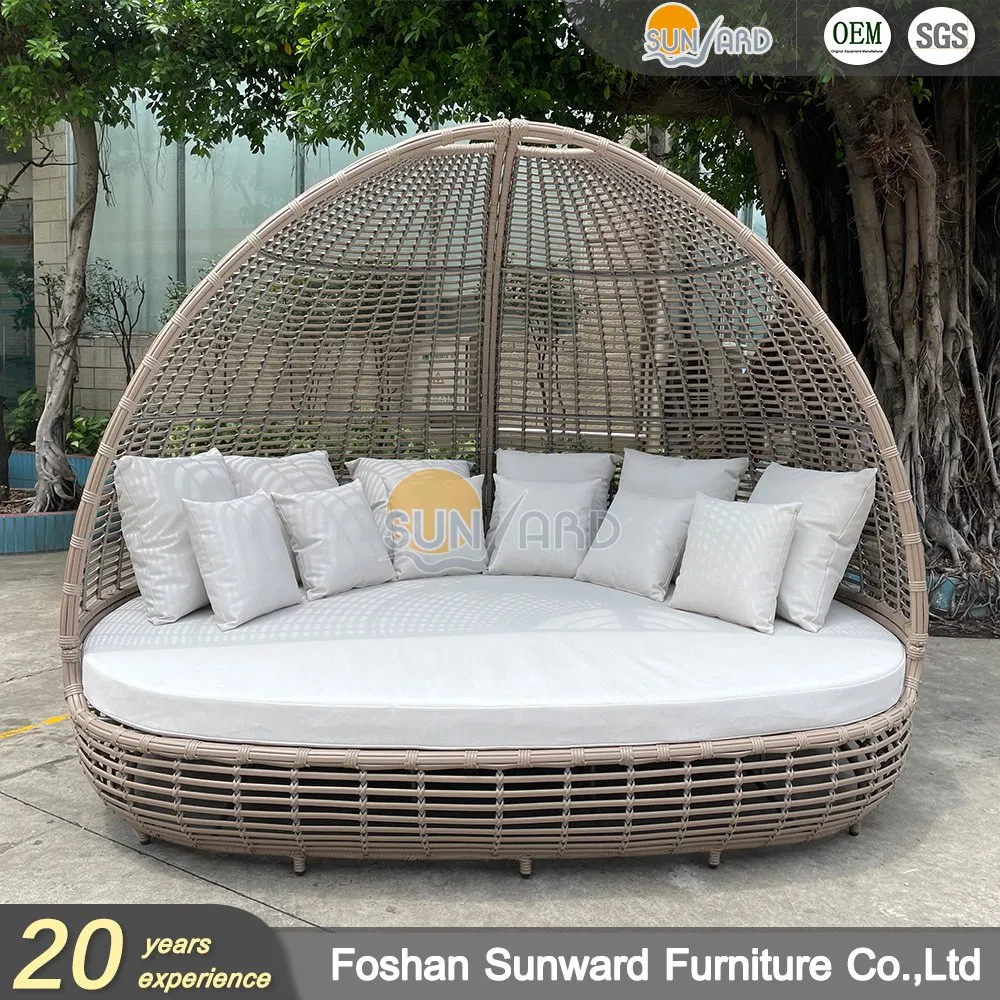 Modern Design Garden Patio Rattan Sunbed Outdoor Leisure Sofa Bed Bird Nest Daybed
